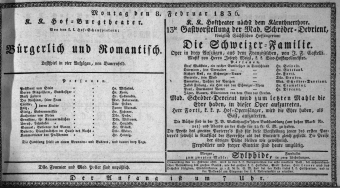 Theaterzettel (Oper und Burgtheater in Wien) 18360208 Seite: 1