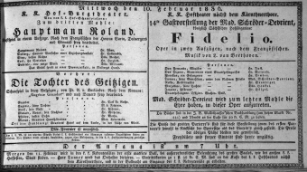 Theaterzettel (Oper und Burgtheater in Wien) 18360210 Seite: 1