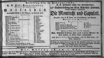 Theaterzettel (Oper und Burgtheater in Wien) 18360213 Seite: 1