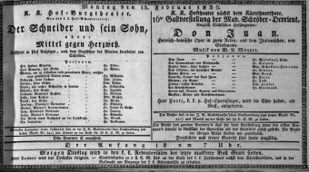 Theaterzettel (Oper und Burgtheater in Wien) 18360215 Seite: 1