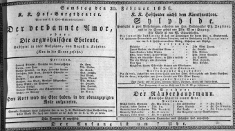 Theaterzettel (Oper und Burgtheater in Wien) 18360220 Seite: 1