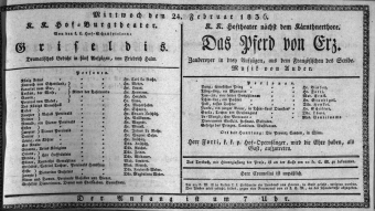 Theaterzettel (Oper und Burgtheater in Wien) 18360224 Seite: 1