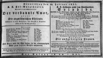 Theaterzettel (Oper und Burgtheater in Wien) 18360225 Seite: 1