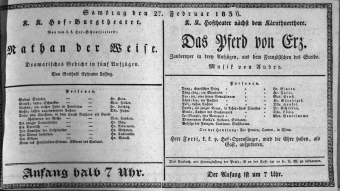 Theaterzettel (Oper und Burgtheater in Wien) 18360227 Seite: 1