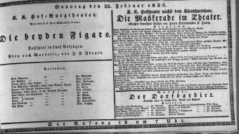 Theaterzettel (Oper und Burgtheater in Wien) 18360228 Seite: 1