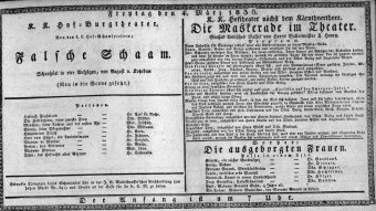 Theaterzettel (Oper und Burgtheater in Wien) 18360304 Seite: 1