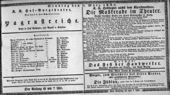 Theaterzettel (Oper und Burgtheater in Wien) 18360306 Seite: 1