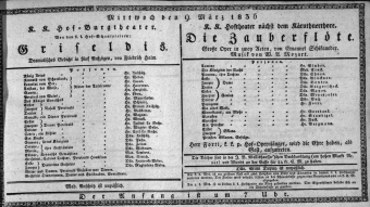 Theaterzettel (Oper und Burgtheater in Wien) 18360309 Seite: 1
