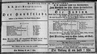 Theaterzettel (Oper und Burgtheater in Wien) 18360312 Seite: 1