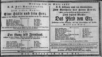 Theaterzettel (Oper und Burgtheater in Wien) 18360314 Seite: 1