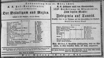Theaterzettel (Oper und Burgtheater in Wien) 18360317 Seite: 1