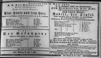 Theaterzettel (Oper und Burgtheater in Wien) 18360318 Seite: 1