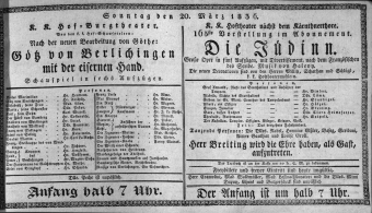 Theaterzettel (Oper und Burgtheater in Wien) 18360320 Seite: 1