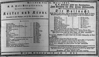 Theaterzettel (Oper und Burgtheater in Wien) 18360323 Seite: 1