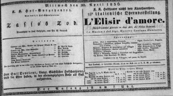 Theaterzettel (Oper und Burgtheater in Wien) 18360420 Seite: 1