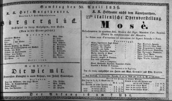 Theaterzettel (Oper und Burgtheater in Wien) 18360430 Seite: 1