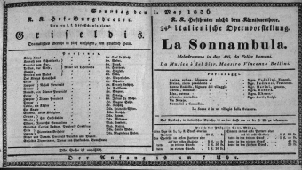 Theaterzettel (Oper und Burgtheater in Wien) 18360501 Seite: 1