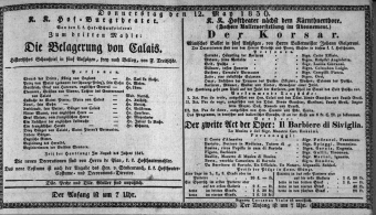 Theaterzettel (Oper und Burgtheater in Wien) 18360512 Seite: 1