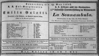 Theaterzettel (Oper und Burgtheater in Wien) 18360519 Seite: 1