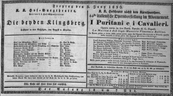 Theaterzettel (Oper und Burgtheater in Wien) 18360603 Seite: 1