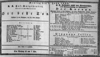 Theaterzettel (Oper und Burgtheater in Wien) 18360606 Seite: 1
