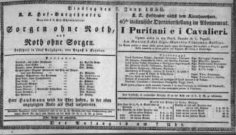 Theaterzettel (Oper und Burgtheater in Wien) 18360607 Seite: 1