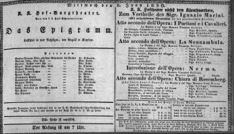 Theaterzettel (Oper und Burgtheater in Wien) 18360608 Seite: 1