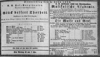 Theaterzettel (Oper und Burgtheater in Wien) 18360609 Seite: 1
