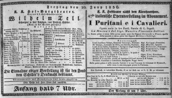 Theaterzettel (Oper und Burgtheater in Wien) 18360610 Seite: 1