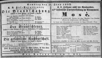 Theaterzettel (Oper und Burgtheater in Wien) 18360611 Seite: 1