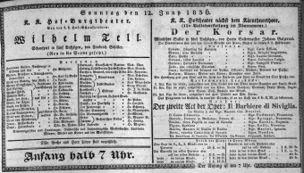 Theaterzettel (Oper und Burgtheater in Wien) 18360612 Seite: 1