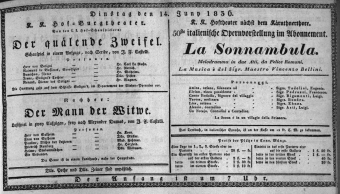 Theaterzettel (Oper und Burgtheater in Wien) 18360614 Seite: 1