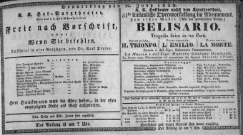 Theaterzettel (Oper und Burgtheater in Wien) 18360616 Seite: 1