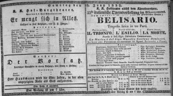 Theaterzettel (Oper und Burgtheater in Wien) 18360618 Seite: 1