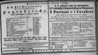 Theaterzettel (Oper und Burgtheater in Wien) 18360621 Seite: 1