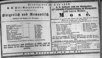 Theaterzettel (Oper und Burgtheater in Wien) 18360624 Seite: 1