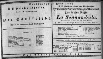 Theaterzettel (Oper und Burgtheater in Wien) 18360625 Seite: 1