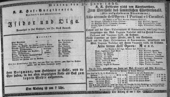 Theaterzettel (Oper und Burgtheater in Wien) 18360627 Seite: 1