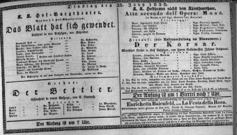 Theaterzettel (Oper und Burgtheater in Wien) 18360628 Seite: 1