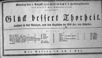 Theaterzettel (Oper und Burgtheater in Wien) 18360801 Seite: 1