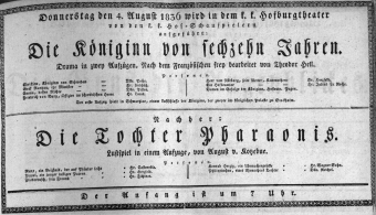 Theaterzettel (Oper und Burgtheater in Wien) 18360804 Seite: 1