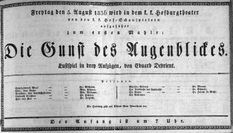 Theaterzettel (Oper und Burgtheater in Wien) 18360805 Seite: 1