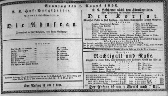 Theaterzettel (Oper und Burgtheater in Wien) 18360807 Seite: 1