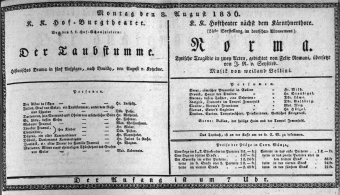 Theaterzettel (Oper und Burgtheater in Wien) 18360808 Seite: 1