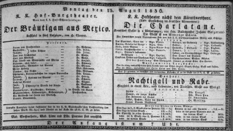Theaterzettel (Oper und Burgtheater in Wien) 18360815 Seite: 1