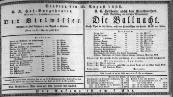 Theaterzettel (Oper und Burgtheater in Wien) 18360816 Seite: 1