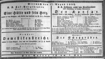 Theaterzettel (Oper und Burgtheater in Wien) 18360817 Seite: 1