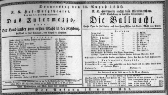 Theaterzettel (Oper und Burgtheater in Wien) 18360818 Seite: 1