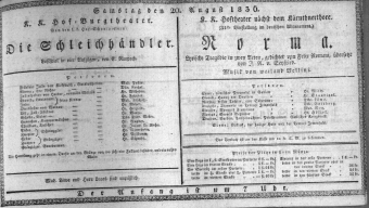 Theaterzettel (Oper und Burgtheater in Wien) 18360820 Seite: 1