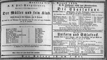 Theaterzettel (Oper und Burgtheater in Wien) 18360821 Seite: 1